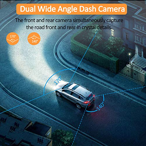 Dual Lens Dash Cam 1080P Full HD, Wide Angle