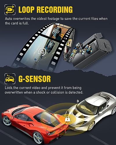 EUKI 4K Dual WiFi Dashcam, Front & Rear