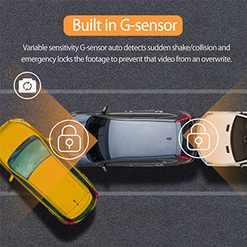 Dual Lens Dash Cam 1080P Full HD, Wide Angle