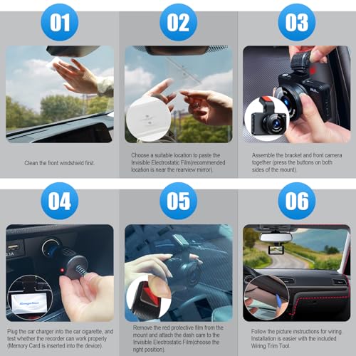 Front Dash Cam 1080P, 170° Wide Angle, 64GB