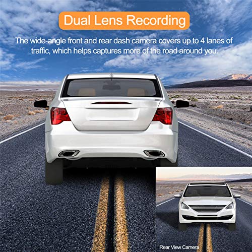 Dual Lens Dash Cam 1080P Full HD, Wide Angle