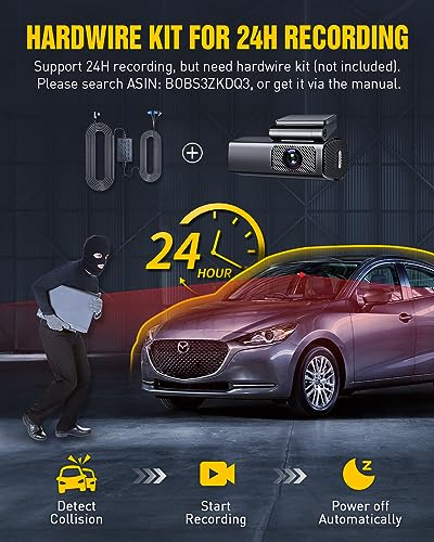 EUKI 4K Dual WiFi Dashcam, Front & Rear