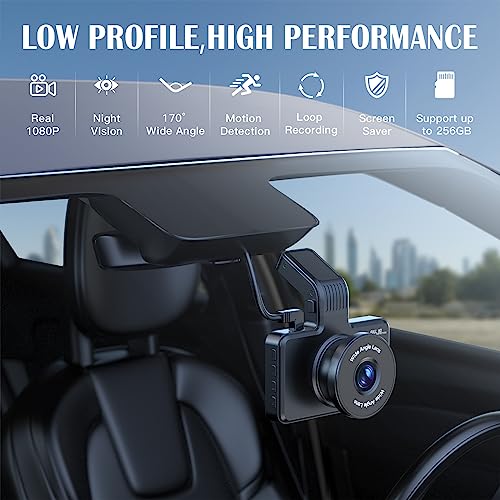 Front Dash Cam 1080P, 170° Wide Angle, 64GB
