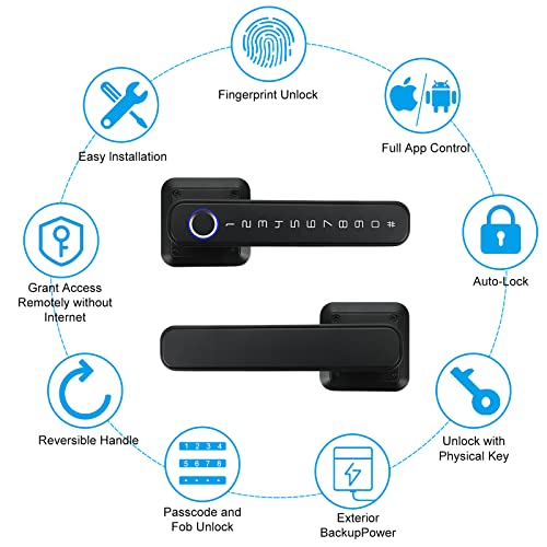 Smart Fingerprint Door Lock - Black