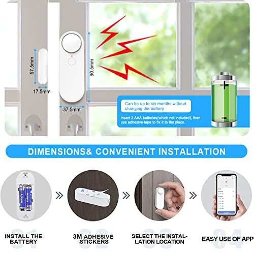 WiFi Door Sensor for Business Burglar Alert - 2 Pack