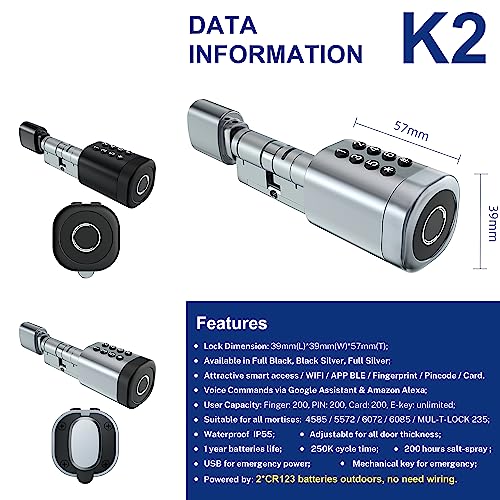 QUOYA K2 Smart Euro Cylinder Door Lock: Keyless Security