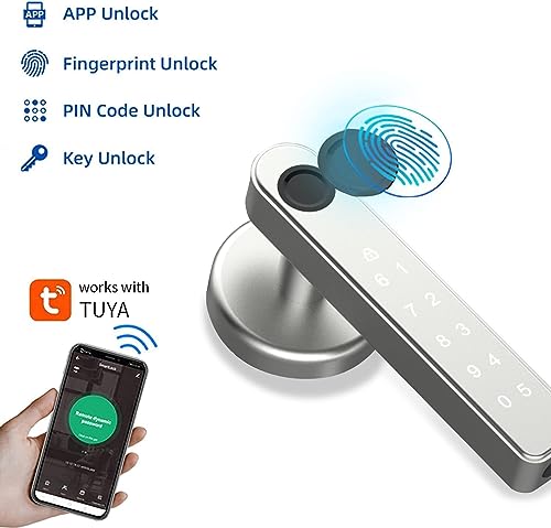 TEKXDD Smart Lock: Silvery Bluetooth Fingerprint Door Lock