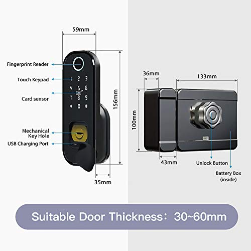 Smart Lock: Rainproof, Fingerprint & WiFi - Alexa/Google Support