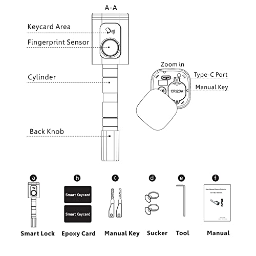 ACNCN 4-in-1 Fingerprint Smart Lock Door Handle