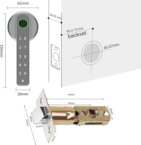 TEKXDD Smart Lock: Silvery Bluetooth Fingerprint Door Lock