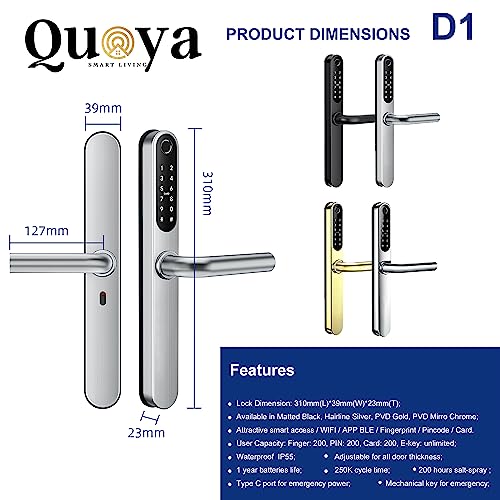 QUOYA D1 Smart Door Lock Handle - Keyless Entry