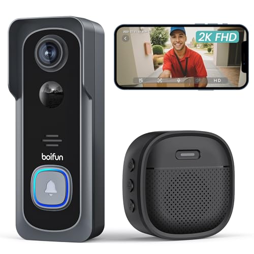 BOIFUN 2K Wireless Video Doorbell with Chime