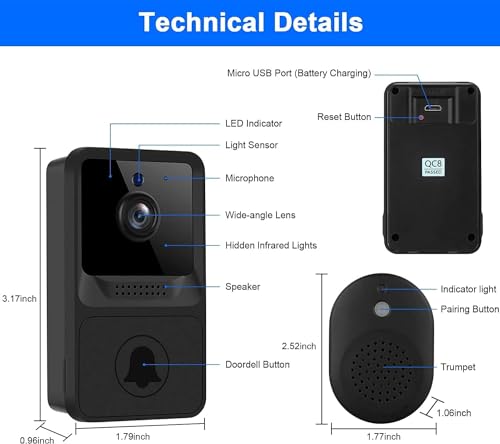 Wireless Video Doorbell Camera - Smart Security with Chime