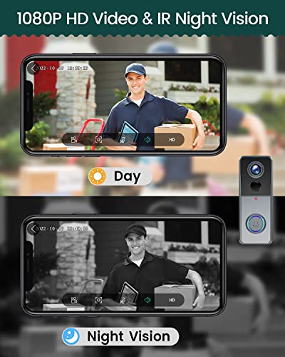 Wireless Doorbell Camera with Chime, Motion Detection