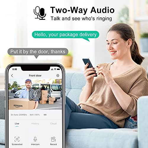 2K HD WiFi Video Doorbell Camera with Chime