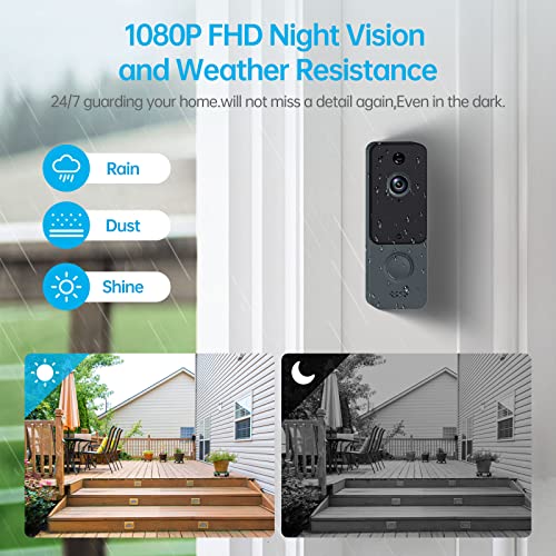 Wireless Video Doorbell Camera with Chime - 1080P