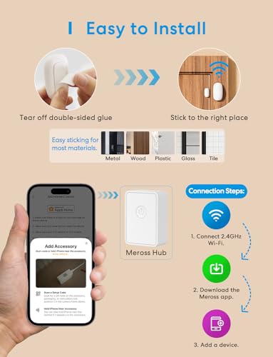 Smart Door Window Sensor with Meross Hub