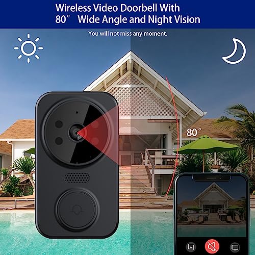 Wireless Smart Video Doorbell with Cloud Storage (Black)