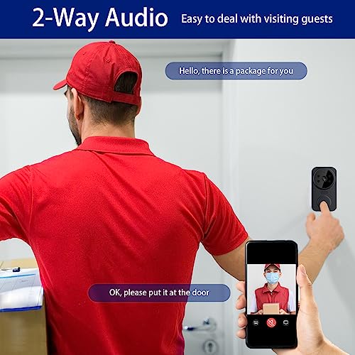 Wireless Smart Video Doorbell with Cloud Storage (Black)