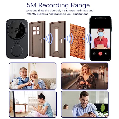 Wireless Smart Video Doorbell with Cloud Storage (Black)