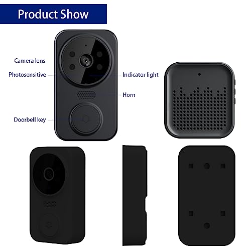Wireless Smart Video Doorbell with Cloud Storage (Black)