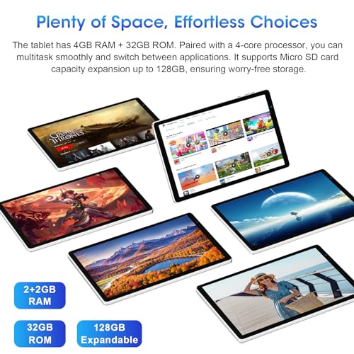 Feyze Tablet: 10" Android, Quad-Core, 4G, 32GB/128GB