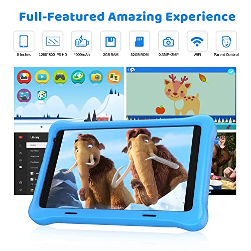 Kids Tablet 8 inch with Kidoz and Parental Control
