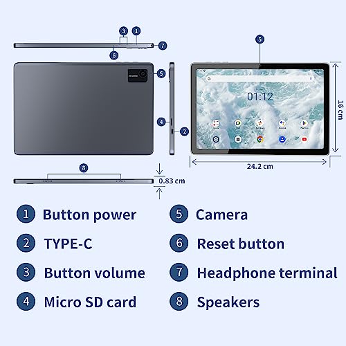 Tibuta Android 12 Tablet, 10" Octa-Core 4GB+64GB