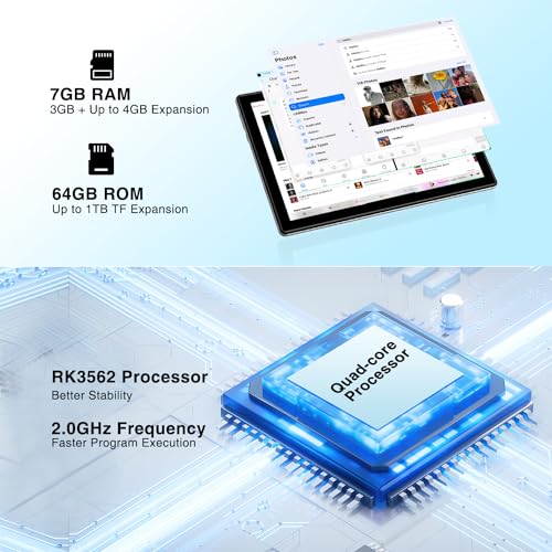 10 inch Android Tablet with 7GB+64GB/1TB Storage