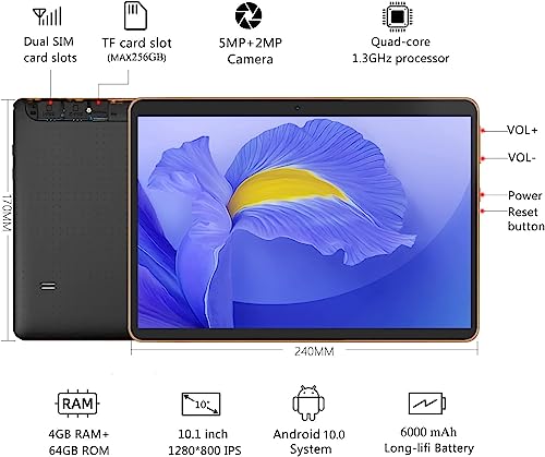 10" Dual SIM Android Tablet PC, 4GB RAM