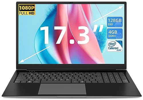 17.3" Laptop: 4GB RAM, 128GB SSD, Dual-Core Processor