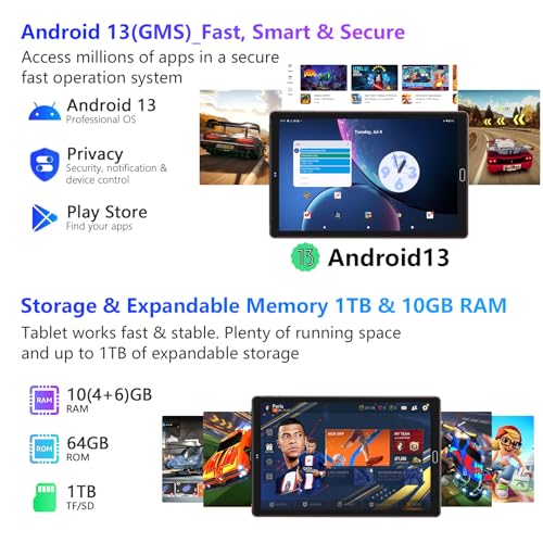 2024 10'' Android Tablet: 10GB RAM, 64GB ROM