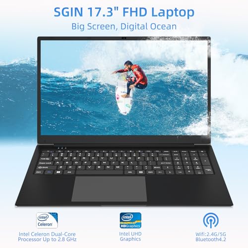 17.3" Laptop: 4GB RAM, 128GB SSD, Dual-Core Processor