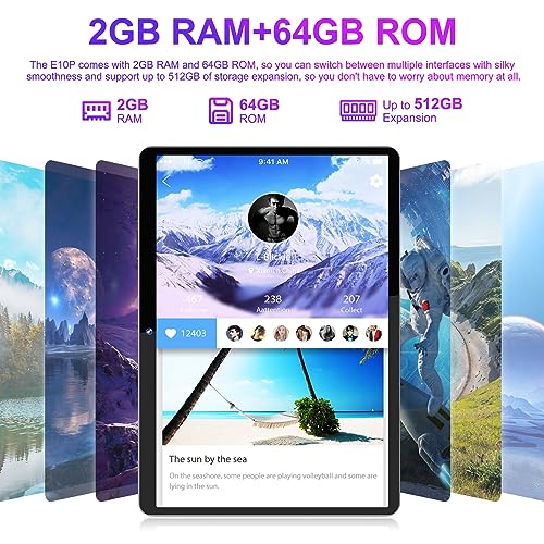 10.1 Inch Android 12 Tablet, 64GB ROM