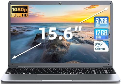 Naclud 15.6" Laptop, 12GB RAM, 512GB SSD, 1080P
