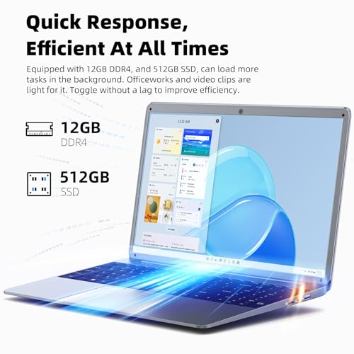 Naclud 15.6" Laptop, 12GB RAM, 512GB SSD, 1080P