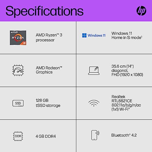 HP Laptop 14s-fq0004na: 14" Full HD, Ryzen 3, 128GB SSD