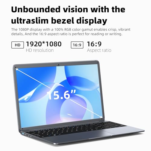 Naclud 15.6" Laptop, 12GB RAM, 512GB SSD, 1080P