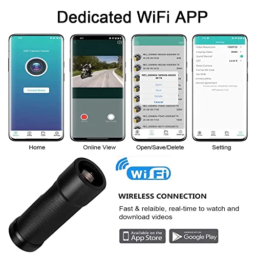 Motorcycle Action Camera with Wide-Angle Lens, Waterproof