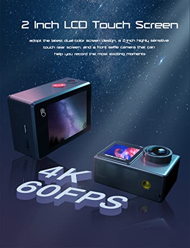 4K/60FPS Apexcam Action Cam: Waterproof, Touch Screen, Ultra HD