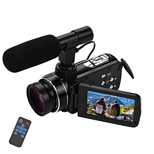 4K HD Handheld Video Camera with Wide Angle Lens, Microphone