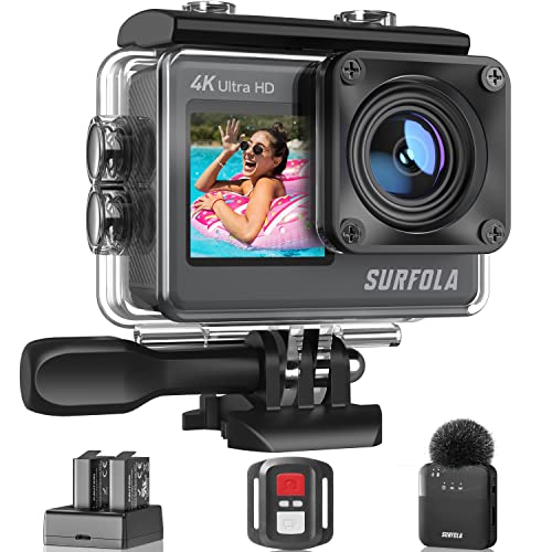 4K 60fps Action Cam, Waterproof, Dual Screen