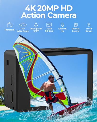 4K Dual Screen Action Camera with SD Card