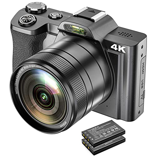 4K WiFi Camcorder with Wide Angle Lens, 48MP