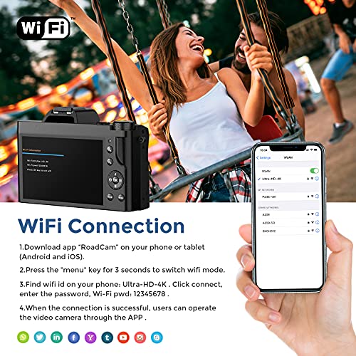4K Digital Camera with Wide Angle Lens