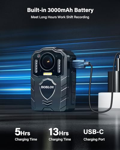 BOBLOV KJ25 1440P Body Camera: 13 Hours Video-Audio