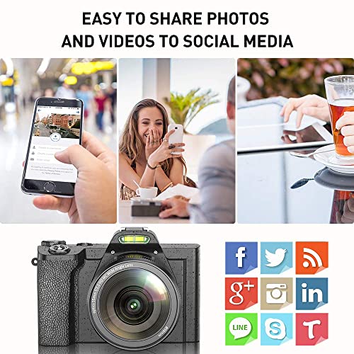 4K WiFi Camcorder with Wide Angle Lens, 48MP