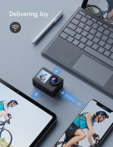 WOLFANG 4K WiFi Action Camera, Waterproof Snorkeling Camera