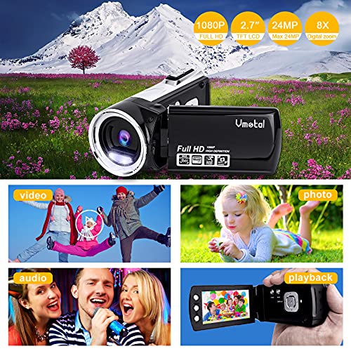Flip Screen Digital Vlog Camcorder 1080P Video Camera