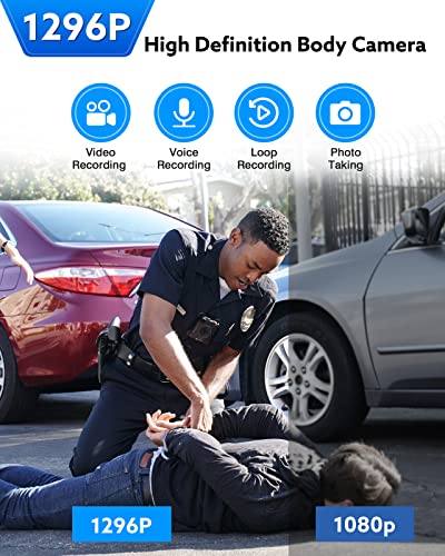 BOBLOV Body Camera - 64GB Memory, 1296P Video